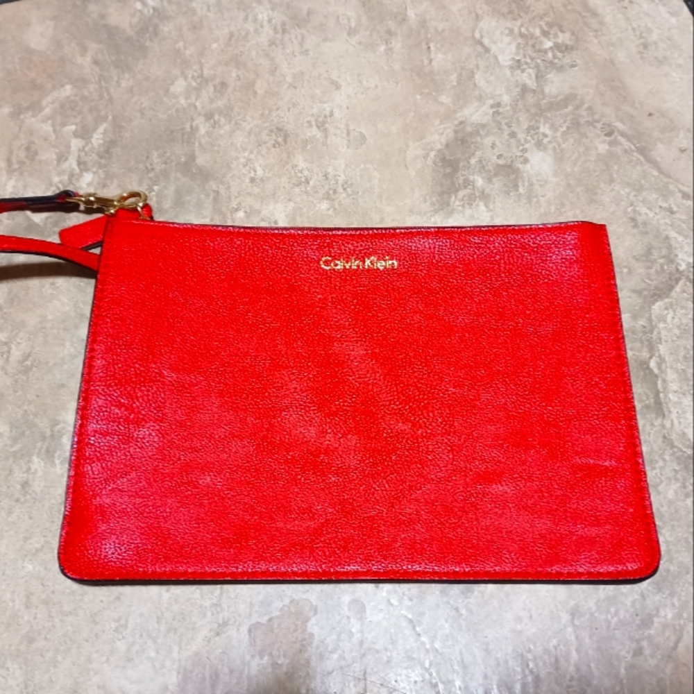 Calvin Klein wristlet, red leather